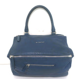 Givenchy Medium Pandora navy leather crossbody with silver hardware, authentic pre-owned luxury bag