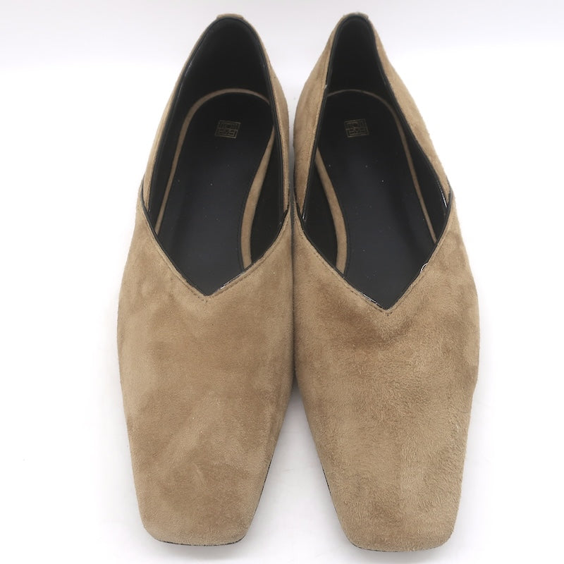 Toteme Everyday Square Toe Ballet Flats Caramel Suede Size 38