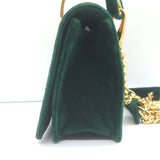 Prada Pattina Velvet Chain Strap Crossbody Bag Green Small Clutch