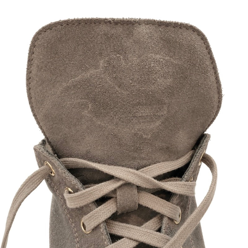 Moncler Patty Shearling Hiking Boots Taupe Gray Suede Size 36