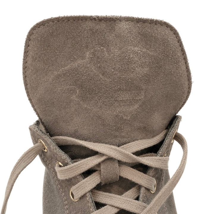 Moncler Patty Shearling Hiking Boots Taupe Gray Suede Size 36