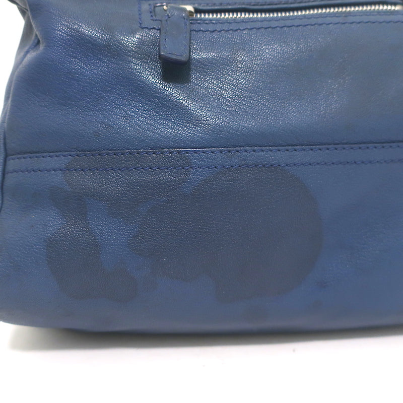 Givenchy Medium Pandora navy leather crossbody bag, authentic pre-owned with silver hardware and corner wear