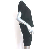 James Perse Pleated Blouson Mini Dress Black Ruched Stretch Jersey Size 4