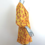 Ulla Johnson Mini Dress Brienne Yellow Floral Print Cotton-Silk Size 2