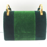 Prada Pattina Velvet Chain Strap Crossbody Bag Green Small Clutch