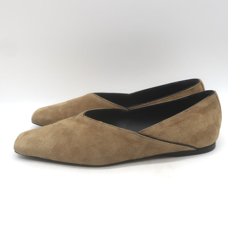 Toteme Everyday Square Toe Ballet Flats Caramel Suede Size 38