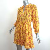 Ulla Johnson Mini Dress Brienne Yellow Floral Print Cotton-Silk Size 2