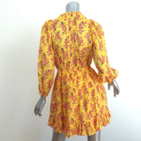 Ulla Johnson Mini Dress Brienne Yellow Floral Print Cotton-Silk Size 2