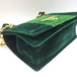Prada Pattina Velvet Chain Strap Crossbody Bag Green Small Clutch