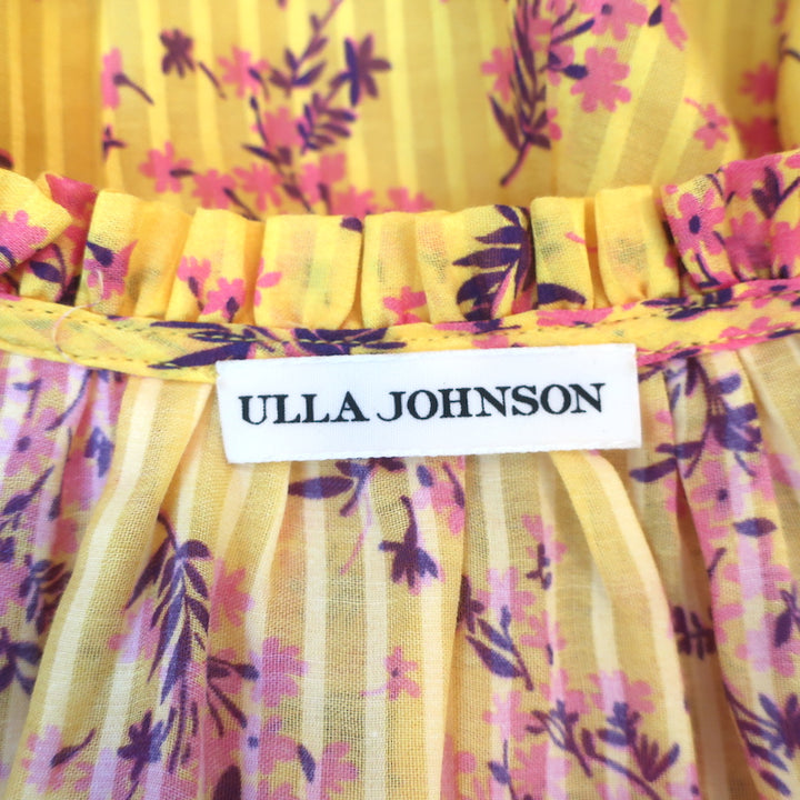 Ulla Johnson Mini Dress Brienne Yellow Floral Print Cotton-Silk Size 2