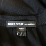 James Perse Pleated Blouson Mini Dress Black Ruched Stretch Jersey Size 4