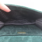 Prada Pattina Velvet Chain Strap Crossbody Bag Green Small Clutch