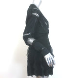 Givenchy Open Knit-Trim Ruffled Mini Dress Black Stretch Knit Size Extra Small