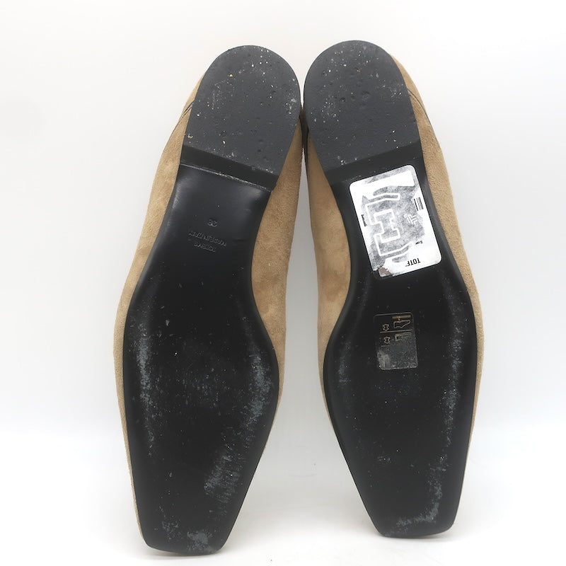 Toteme Everyday Square Toe Ballet Flats Caramel Suede Size 38