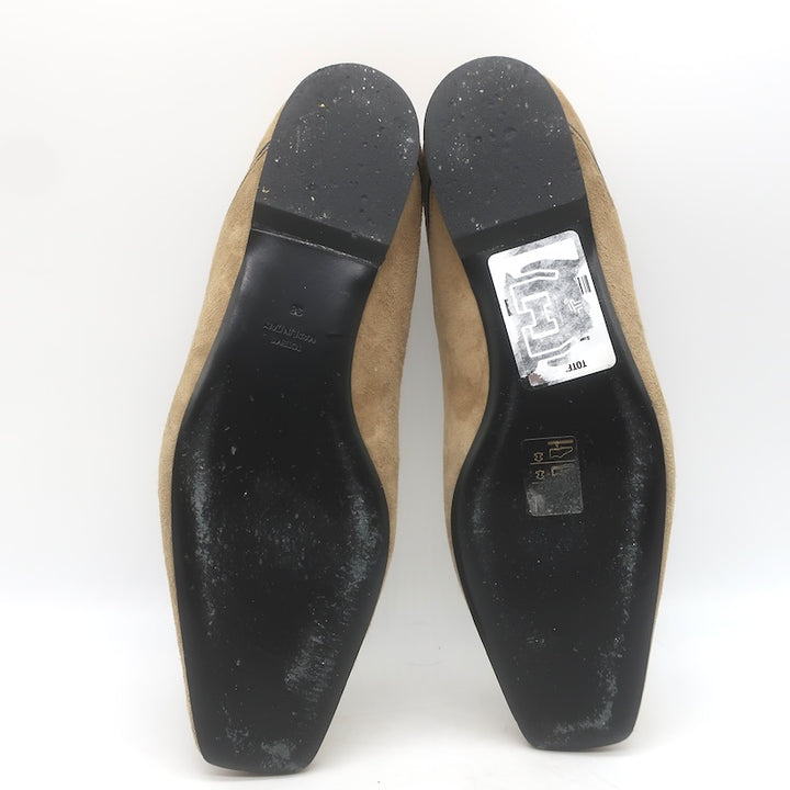 Toteme Everyday Square Toe Ballet Flats Caramel Suede Size 38