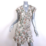 Veronica Beard Itzel Ruffled Mini Wrap Dress Cream Printed Cotton Size 2