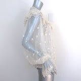 Ulla Johnson Lucien Floral-Embroidered Mesh Blouse Cream Size 2 Long Sleeve Top