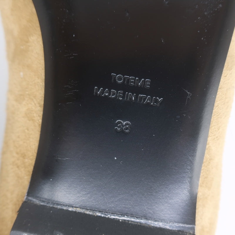 Toteme Everyday Square Toe Ballet Flats Caramel Suede Size 38