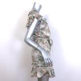 Veronica Beard Itzel Ruffled Mini Wrap Dress Cream Printed Cotton Size 2