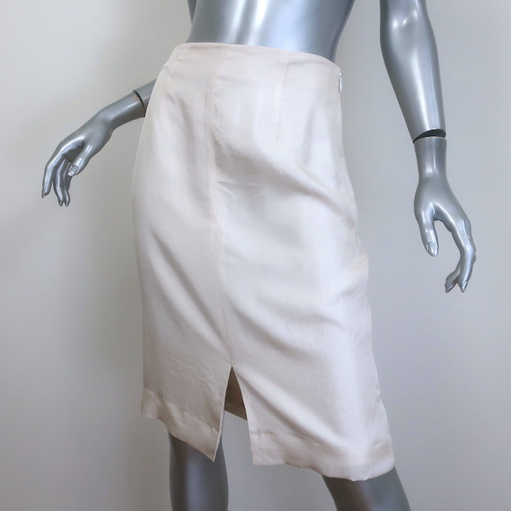 Prada Silk Twill Pencil Skirt Ivory Size 42