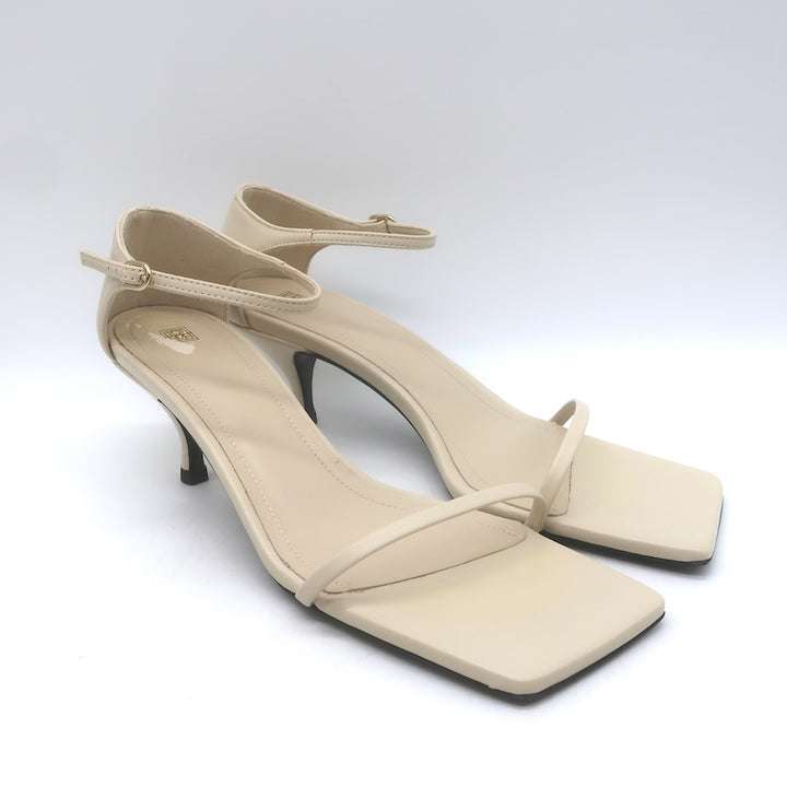 Toteme The Strappy Kitten Heel Sandals Bleached Sand Leather Size 38
