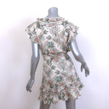 Veronica Beard Itzel Ruffled Mini Wrap Dress Cream Printed Cotton Size 2
