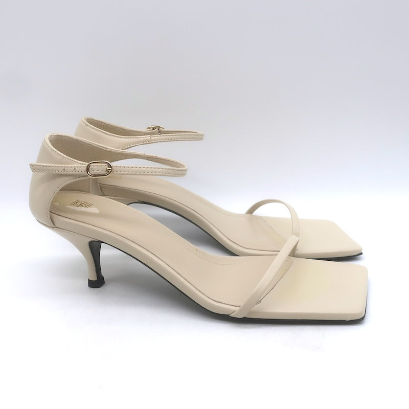 Toteme The Strappy Kitten Heel Sandals Bleached Sand Leather Size 38