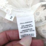 Ulla Johnson Lucien Floral-Embroidered Mesh Blouse Cream Size 2 Long Sleeve Top