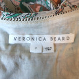 Veronica Beard Itzel Ruffled Mini Wrap Dress Cream Printed Cotton Size 2