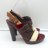 Barbara Bui Colorblock Platform Sandals Red & Cream Patent Leather Size 37.5