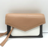 Givenchy Duetto tricolor small leather crossbody in tan, black and white, authentic pre-owned luxury bag, gently used