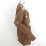 Dsquared2 Crystal-Embellished Cardigan Brown Distressed Knit Size Extra Small