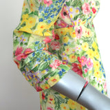 LoveShackFancy Puff Sleeve Asymmetric Midi Dress Floral Print Cotton-Silk Size 2