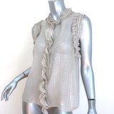 Marc Jacobs Sleeveless Ruffled Button-Up Top Cream Printed Silk Size 8