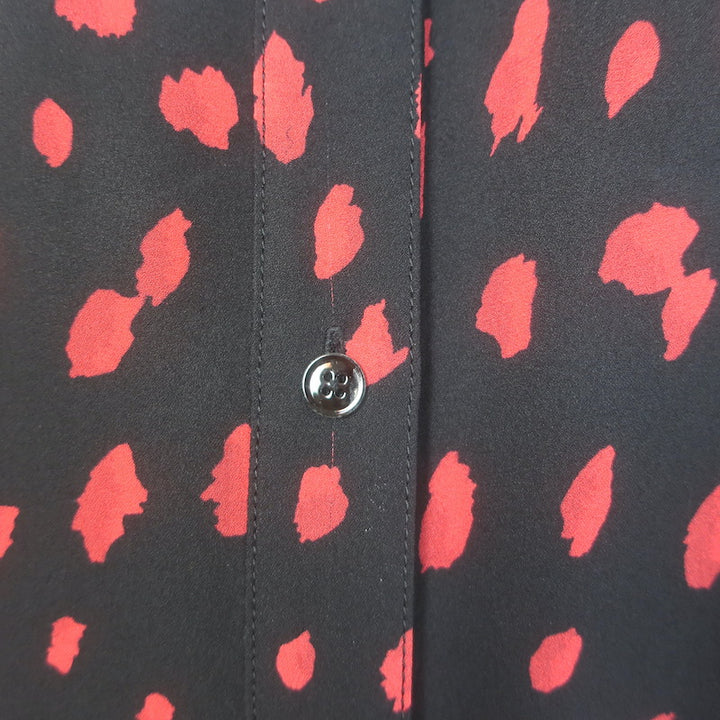 Proenza Schouler Dot Print Button-Up Blouse Black/Red Size 4 Long Sleeve Top