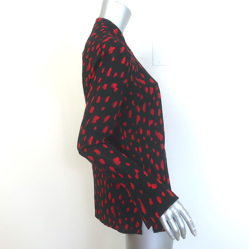 Proenza Schouler Dot Print Button-Up Blouse Black/Red Size 4 Long Sleeve Top