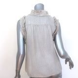 Marc Jacobs Sleeveless Ruffled Button-Up Top Cream Printed Silk Size 8