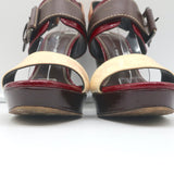 Barbara Bui Colorblock Platform Sandals Red & Cream Patent Leather Size 37.5