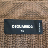 Dsquared2 Crystal-Embellished Cardigan Brown Distressed Knit Size Extra Small