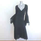 Vintage Yves Saint Laurent Tom Ford Bell Sleeve Dress Black Jersey Size Medium