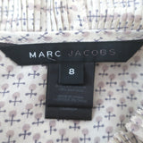 Marc Jacobs Sleeveless Ruffled Button-Up Top Cream Printed Silk Size 8