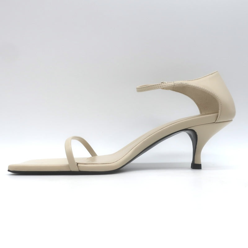 Toteme The Strappy Kitten Heel Sandals Bleached Sand Leather Size 38