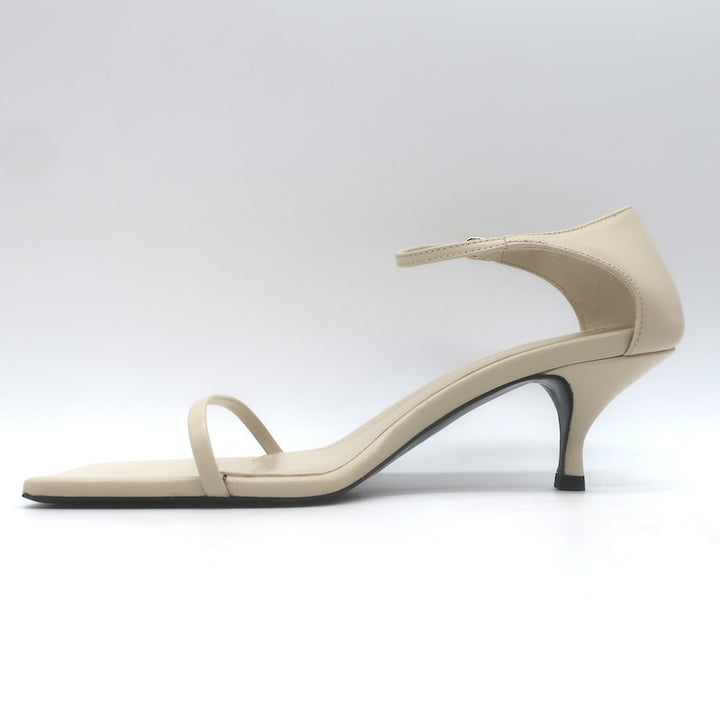 Toteme The Strappy Kitten Heel Sandals Bleached Sand Leather Size 38