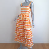 Zimmermann Jude Tiered Lace Midi Dress Orange/Cream Size 1