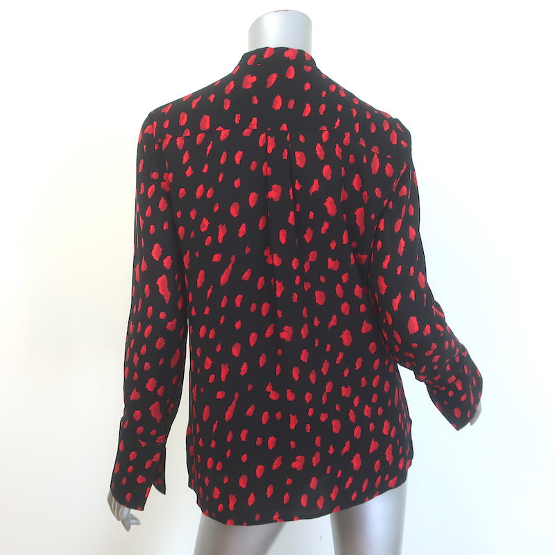 Proenza Schouler Dot Print Button-Up Blouse Black/Red Size 4 Long Sleeve Top