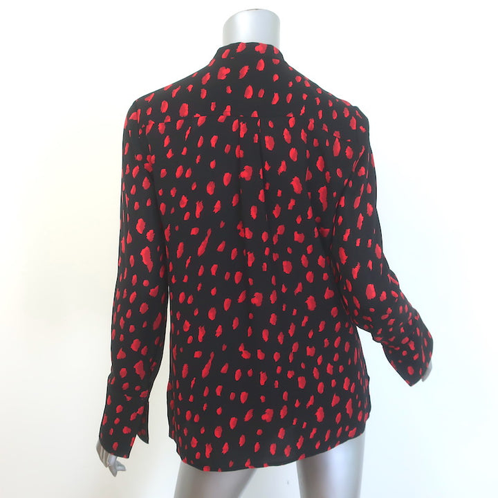 Proenza Schouler Dot Print Button-Up Blouse Black/Red Size 4 Long Sleeve Top