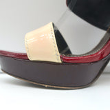 Barbara Bui Colorblock Platform Sandals Red & Cream Patent Leather Size 37.5