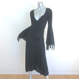Vintage Yves Saint Laurent Tom Ford Bell Sleeve Dress Black Jersey Size Medium