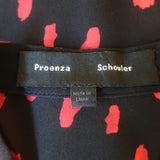 Proenza Schouler Dot Print Button-Up Blouse Black/Red Size 4 Long Sleeve Top