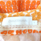 Zimmermann Jude Tiered Lace Midi Dress Orange/Cream Size 1